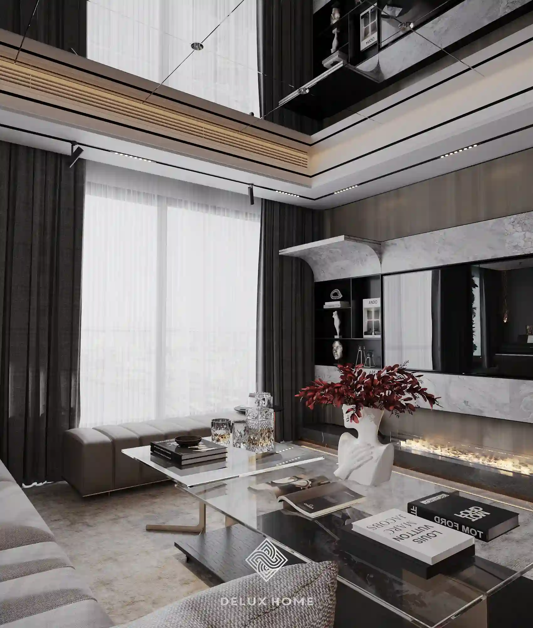 Dự án thi công biệt thự Penthouse - anh Việt - phòng khách