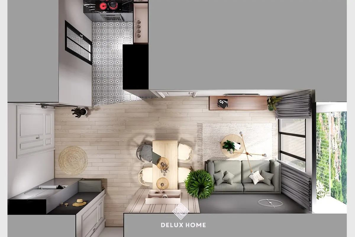 Thiết kế căn hộ 30m2 2 phòng ngủ