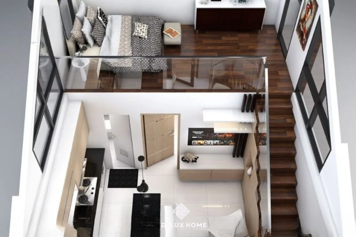 Thiết kế căn hộ 30m2 2 phòng ngủ