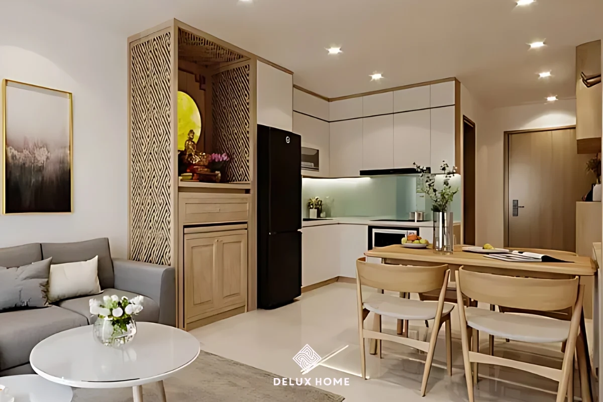Thiết kế nhà chung cư 45m2 2 phòng ngủ