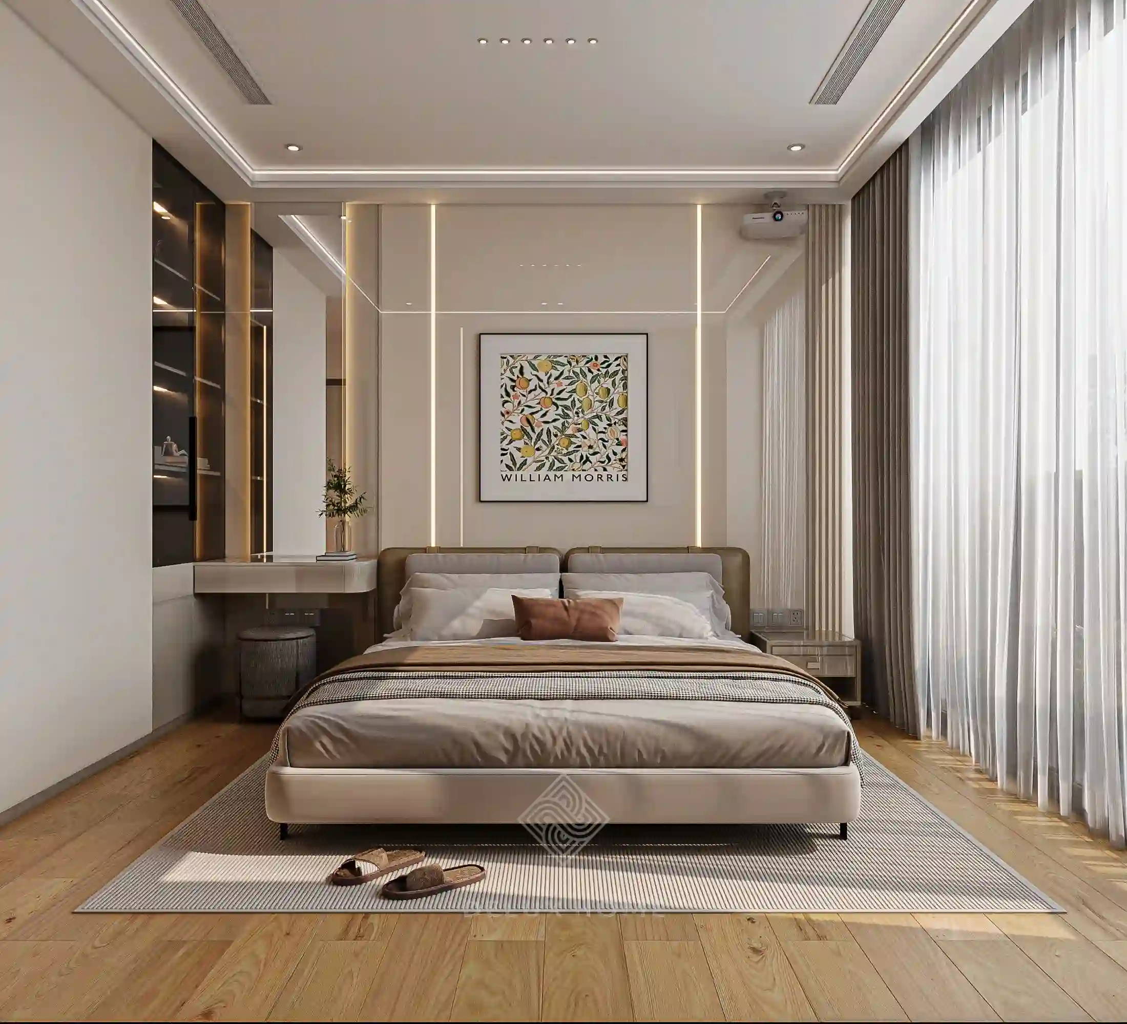 Thiết kế nội thất căn hộ 45m2 2 phòng ngủ